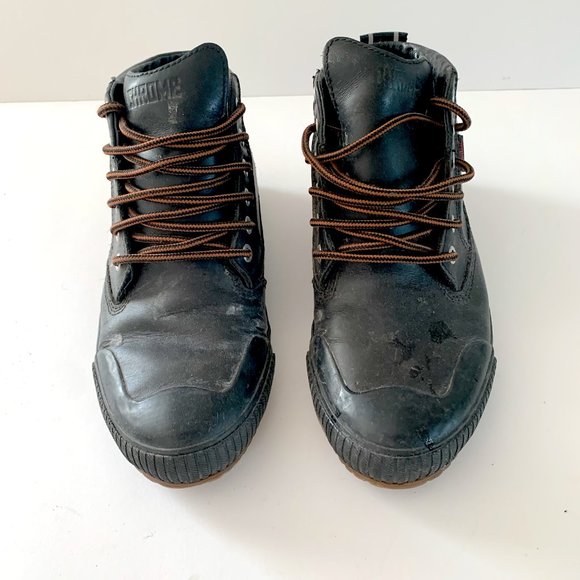 UNISEX LEATHER HIGH TOP WITH RUBBER SOLE - Chrome Bike Sneakers - Picture 1 of 10